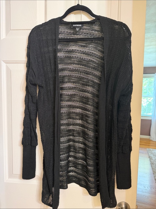 Express Sweaters - Express Open-Front black Knit Cardigan